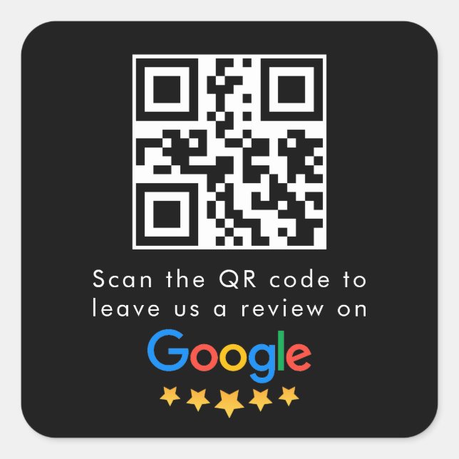 Google Reviews | Business Review Link QR Code Square Sticker (Front)