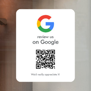 Google Reviews   Business Review Link QR Code Window Cling