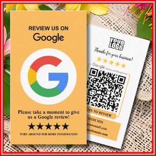 Google Reviews   Business Review Us Peach QR Code Card