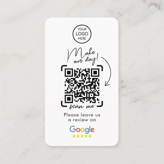 Google Reviews | Business Review Us | QR Code Busi Business Card (Front)