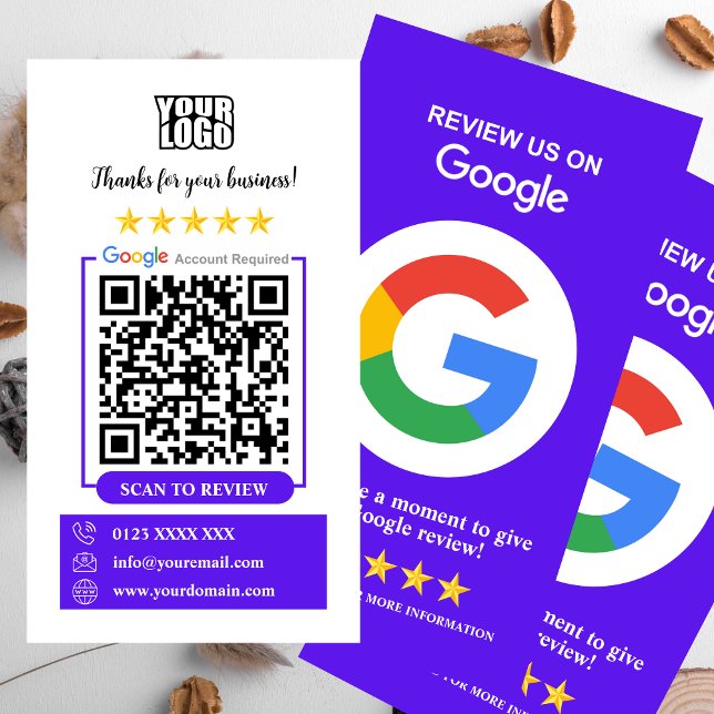 Google Reviews | Business Review Us Violet QR Code Card (Creator Uploaded)