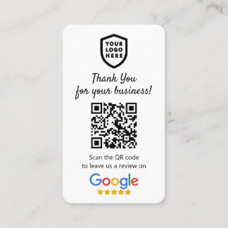 Google Reviews | Business Review Us White QR Code  Business Card