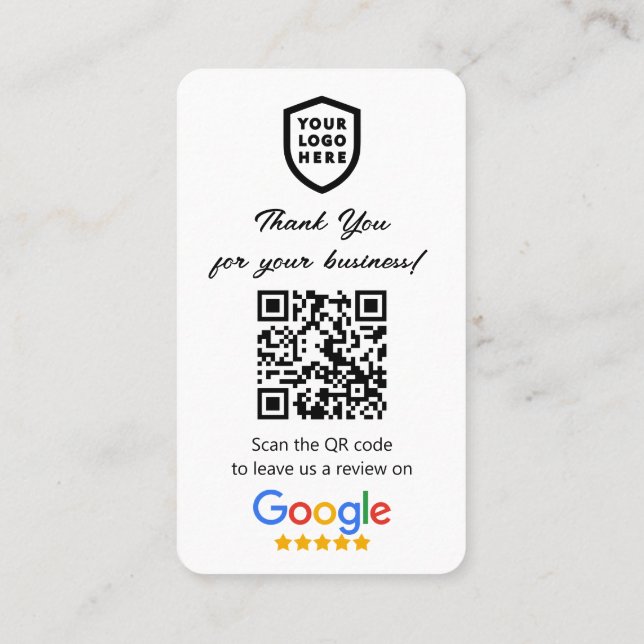 Google Reviews | Business Review Us White QR Code Card (Back)