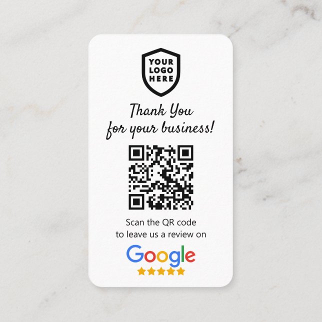 Google Reviews | Business Review Us White QR Code  Card (Back)