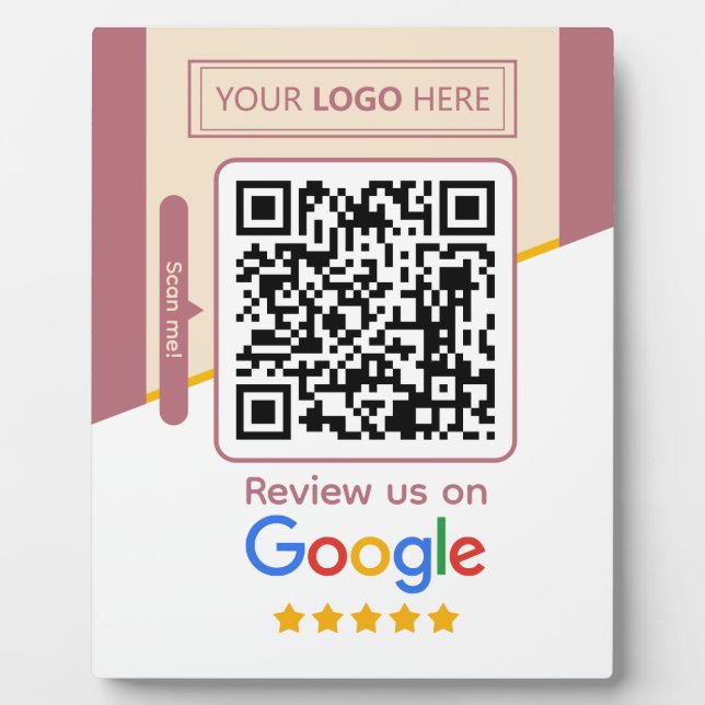 Google Reviews Business Sign QR Code Link Plaque (Front)