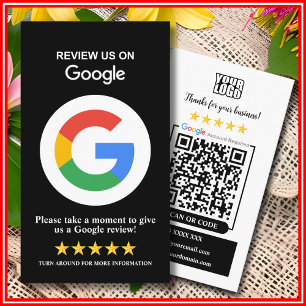 Google Reviews Carte de visite QR Code noir pour