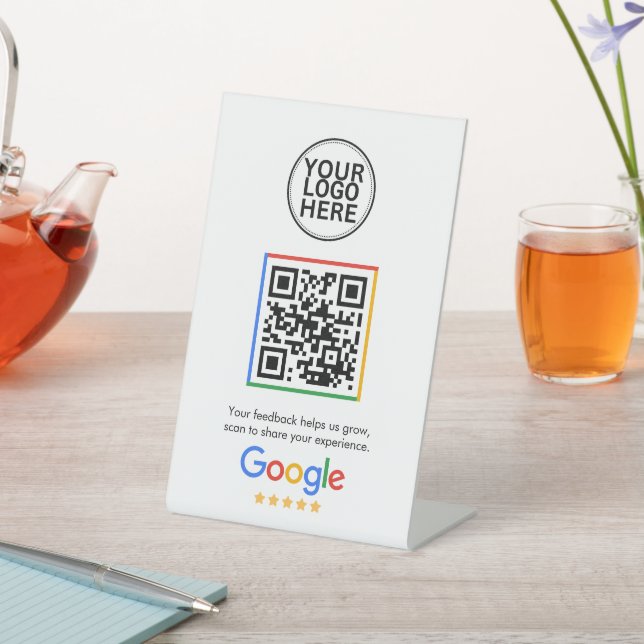 Google Reviews Colorful Frame QR Code  Pedestal Sign (In SItu)