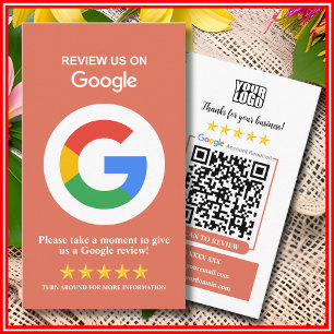 Google Reviews Leave a Review Terracotta QR Code Business Card