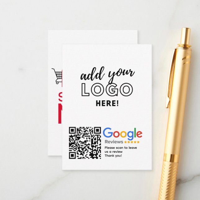 GOOGLE REVIEWS QR code Custom Branded Enclosure Card (Front/Back In Situ)