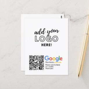 GOOGLE REVIEWS QR code Custom Branded Postcard