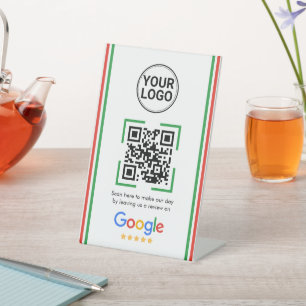 Google Reviews QR Code Custom Logo Pedestal Sign