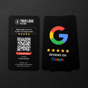 Google Reviews QR Code Rate My Business 5 Star Business Card