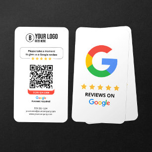 Google Reviews QR Code Rate My Business 5 Star Card
