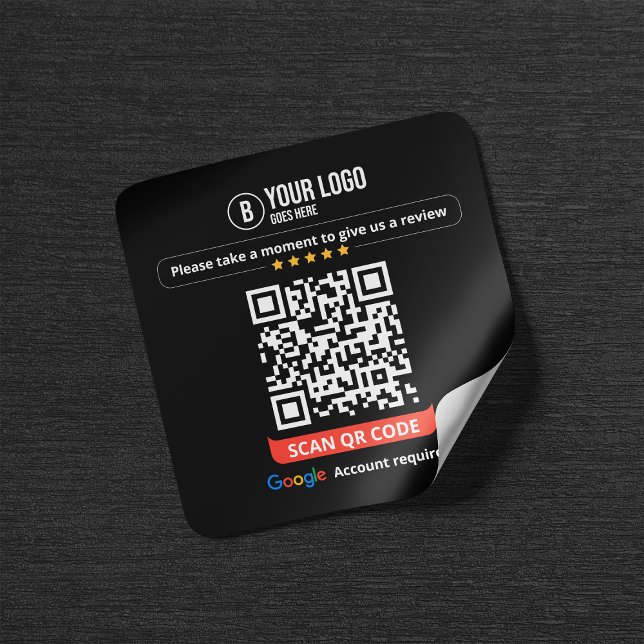 Google Reviews QR Code Rate My Business 5 Star Square Sticker (Creator Uploaded)