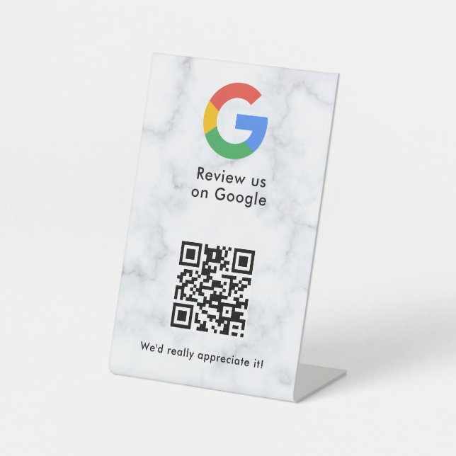 Google reviews qr code tabletop sign (Front)