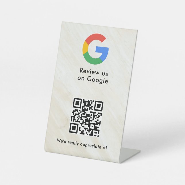Google reviews qr code tabletop sign (Front)