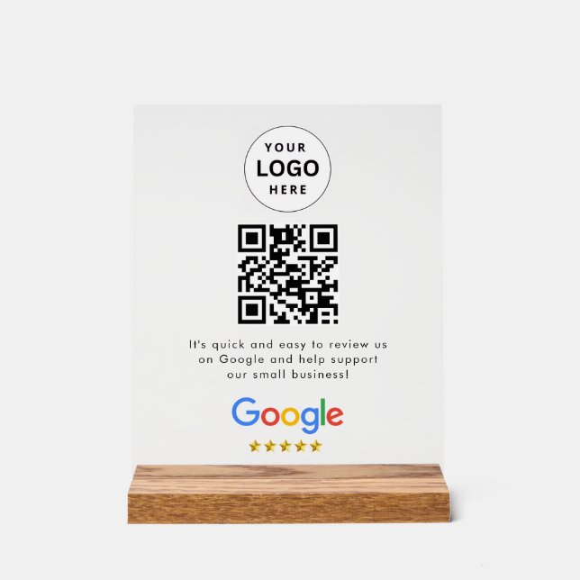 Google reviews qr code tabletop sign (Front)
