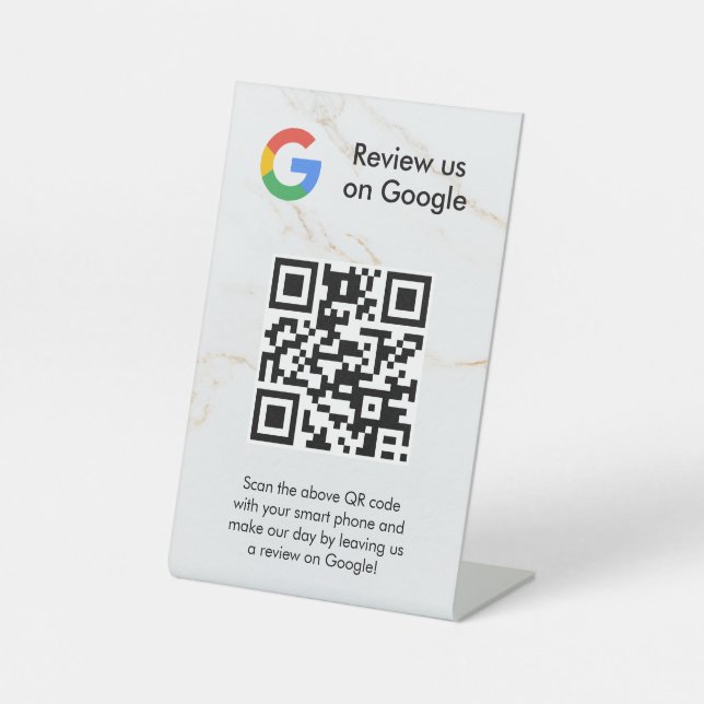 Google reviews qr code tabletop sign (Front)