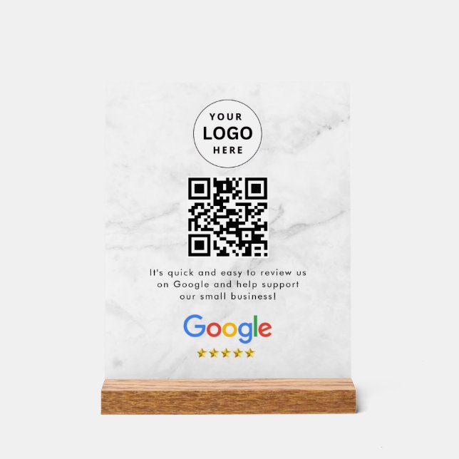 Google reviews qr code tabletop sign (Front)