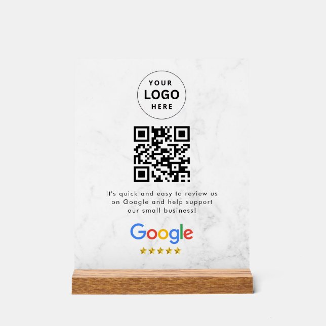 Google reviews qr code tabletop sign (Front)