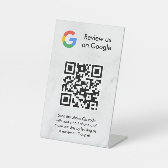Google reviews qr code tabletop sign (Front)