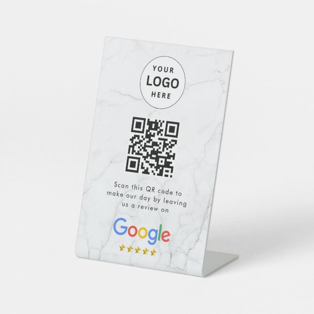 Google reviews qr code tabletop sign (Front)