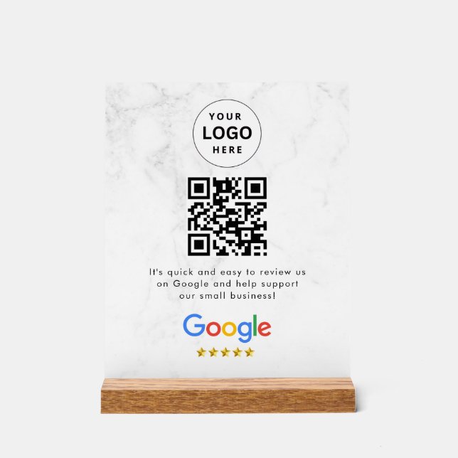 Google reviews qr code tabletop sign (Front)