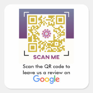 Google Reviews Request With QR Code Square Sticker