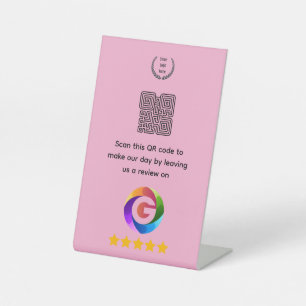 Google Reviews Tabletop Sign QR Code Pedestal
