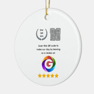 Google Reviews Tabletop Sign QR Code Pedestal Ceramic Ornament