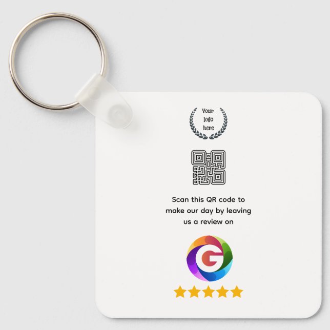 Google Reviews Tabletop Sign | QR Code Pedestal Keychain (Front)