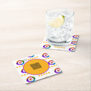 Google Reviews Tabletop Sign   QR Code Pedestal Square Paper Coaster