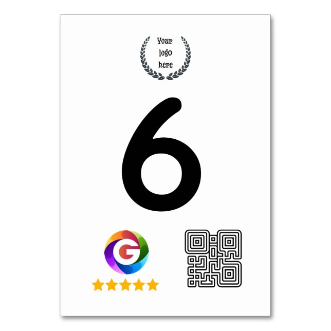 Google Reviews Tabletop Sign | QR Code Pedestal Table Number (Front)