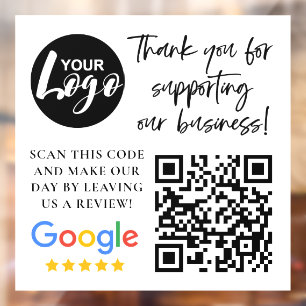 Google Reviews Thank You Logo QR Code Window Cling