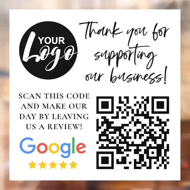 Google Reviews Thank You Logo QR Code Window Cling (Sheet 2)