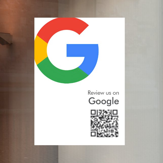 Google Reviews Window Cling | QR Code Vinyl Decal (Gain Google reviews & grow your business with this editable rating request window cling decal sign.)