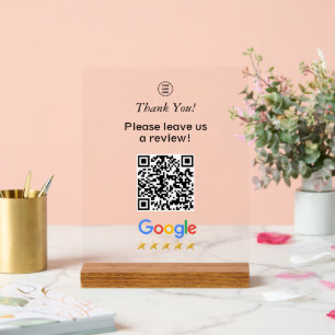 Google Scan To Leave A Review QR Code Acrylic Sign