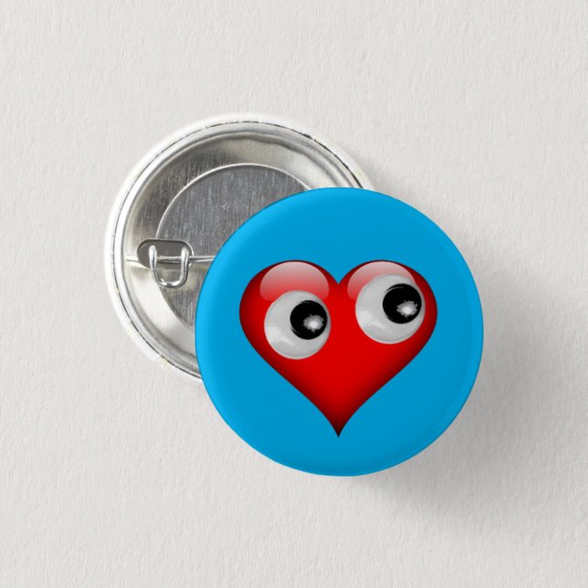 Googly Eye Heart Button (Front & Back)