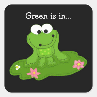 Googly Eyed Green Frog Square Sticker