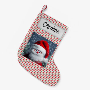 Googly Eyes Funny Santa, Customized With Name,  Small Christmas Stocking