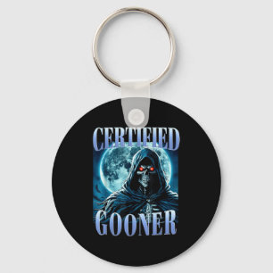 Goon Funny Gooning Meme Skeleton Certified Gooner Keychain