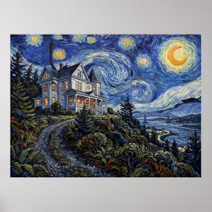 Goonies House Astoria Never Say Die Starry Night Poster
