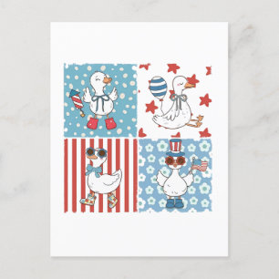  Goose American Usa Flag Memorial Day 4th Of July  Holiday Postcard