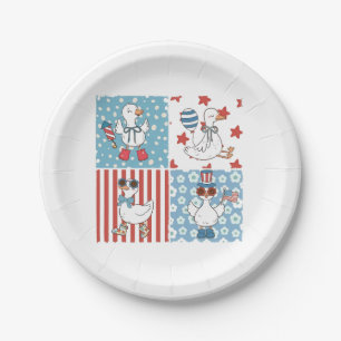 Goose American Usa Flag Memorial Day 4th Of July Paper Plate