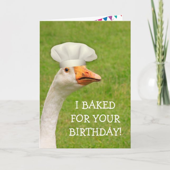 Goose and Birthday Cake Joke Card (Front)