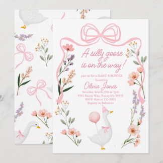 Goose baby shower invitation Pink Girl Invite