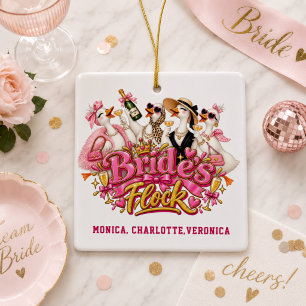 Goose Bachelorette Party Bride's Flock fun Ceramic Ornament