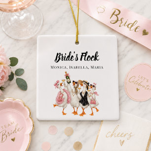 Goose Bachelorette Party Bride's Flock fun Ceramic Ornament