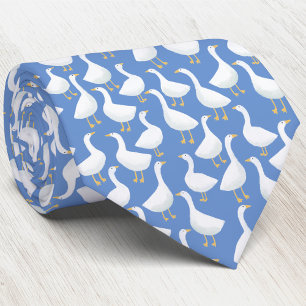 Goose Bird Pattern Blue Tie