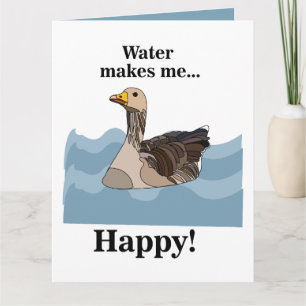 Goose Bird Swimming In Water Birthday Card